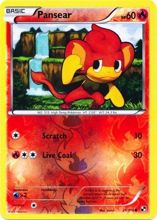 Pansear (21/114) (Energy Reverse Holo) [Black & White: Base Set] | Good Games North
