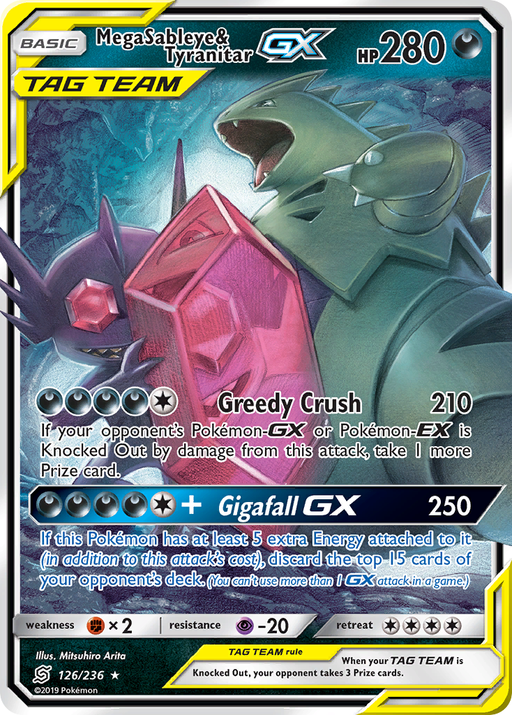 Mega Sableye & Tyranitar GX (126/236) [Sun & Moon: Unified Minds] | Good Games North