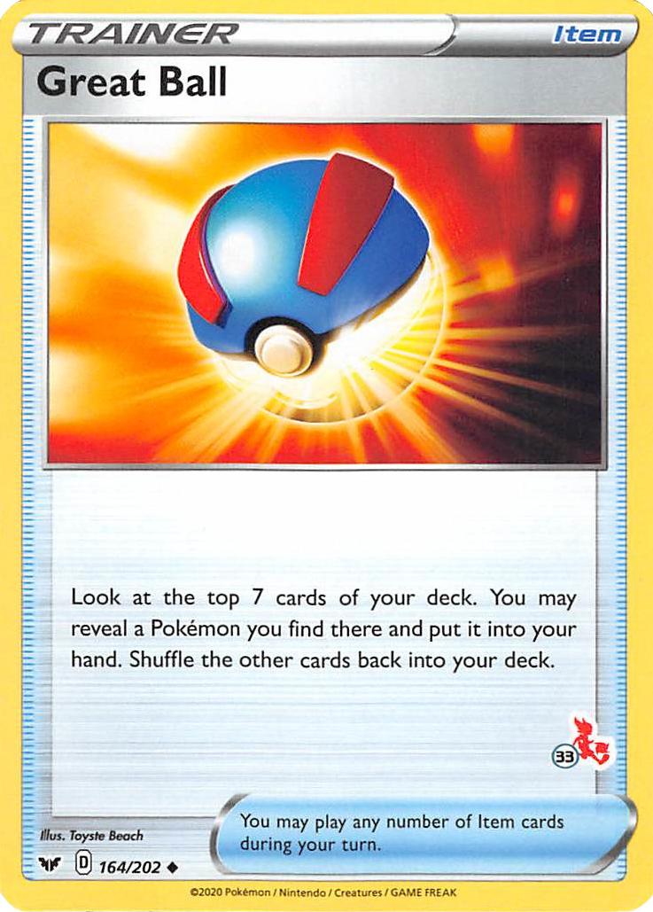 Great Ball (164/202) (Cinderace Stamp #33) [Battle Academy 2022] | Good Games North