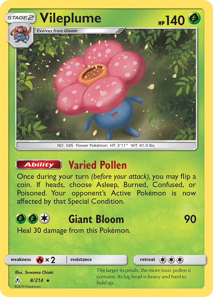 Vileplume (8/214) [Sun & Moon: Unbroken Bonds] | Good Games North