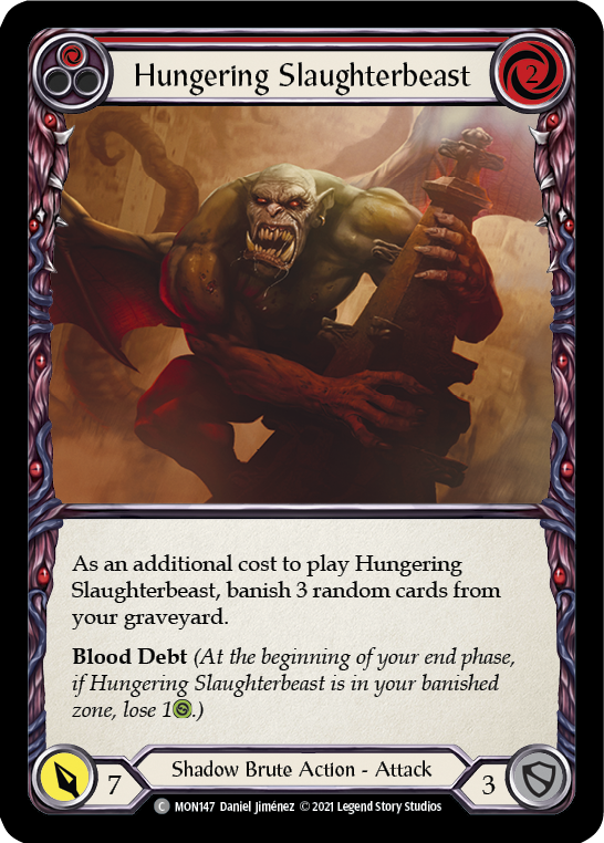 Hungering Slaughterbeast (Red) [MON147] 1st Edition Normal | Good Games North