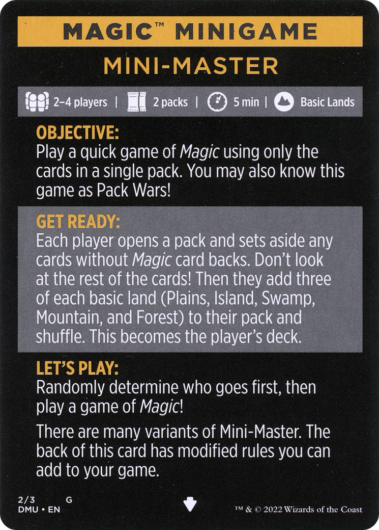Mini-Master (Magic Minigame) [Commander Legends: Battle for Baldur's Gate Minigame] | Good Games North