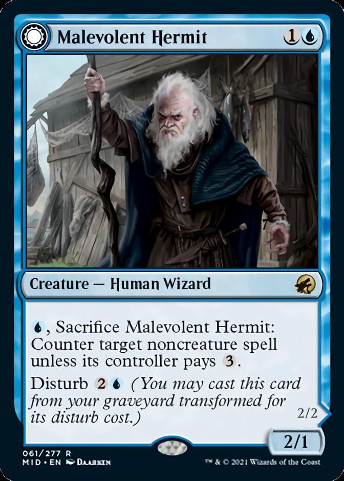 Malevolent Hermit // Benevolent Geist [Innistrad: Midnight Hunt] | Good Games North