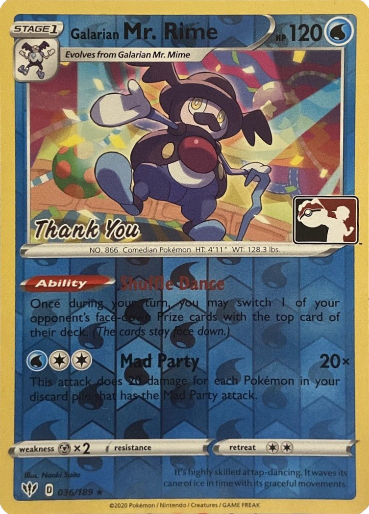 Galarian Mr. Rime (036/189) (Thank You Promo) [Sword & Shield: Darkness Ablaze] | Good Games North