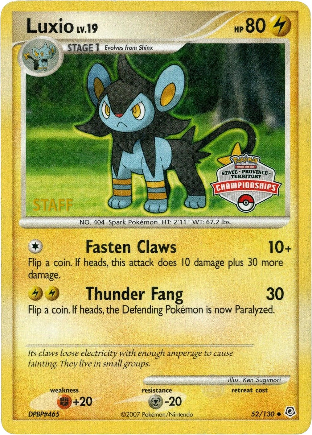 Luxio (52/130) (State Championship Promo) [Diamond & Pearl: Base Set] | Good Games North