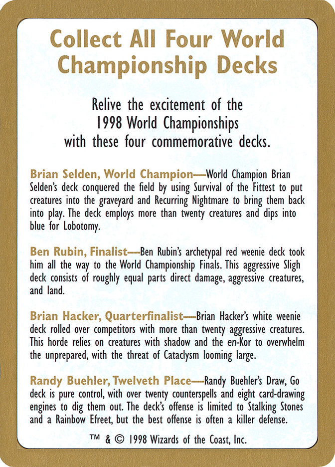 1998 World Championships Ad [World Championship Decks 1998] | Good Games North