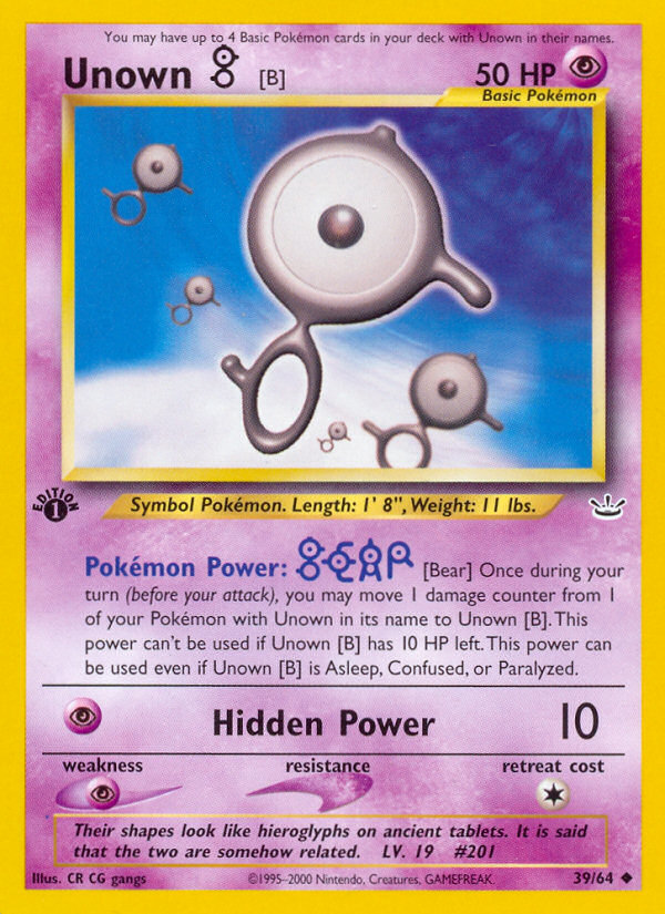 Unown [B] (39/64) [Neo Revelation 1st Edition] | Good Games North
