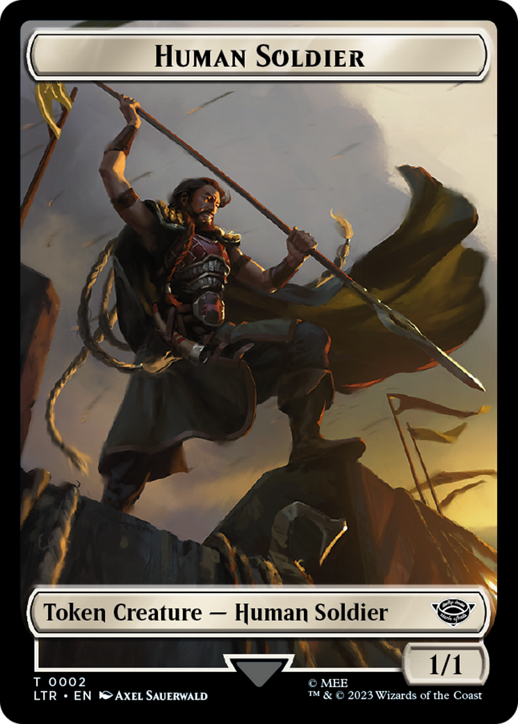 Human (04) // Human Soldier (02) Double-Sided Token [The Lord of the Rings: Tales of Middle-Earth Commander Tokens] | Good Games North