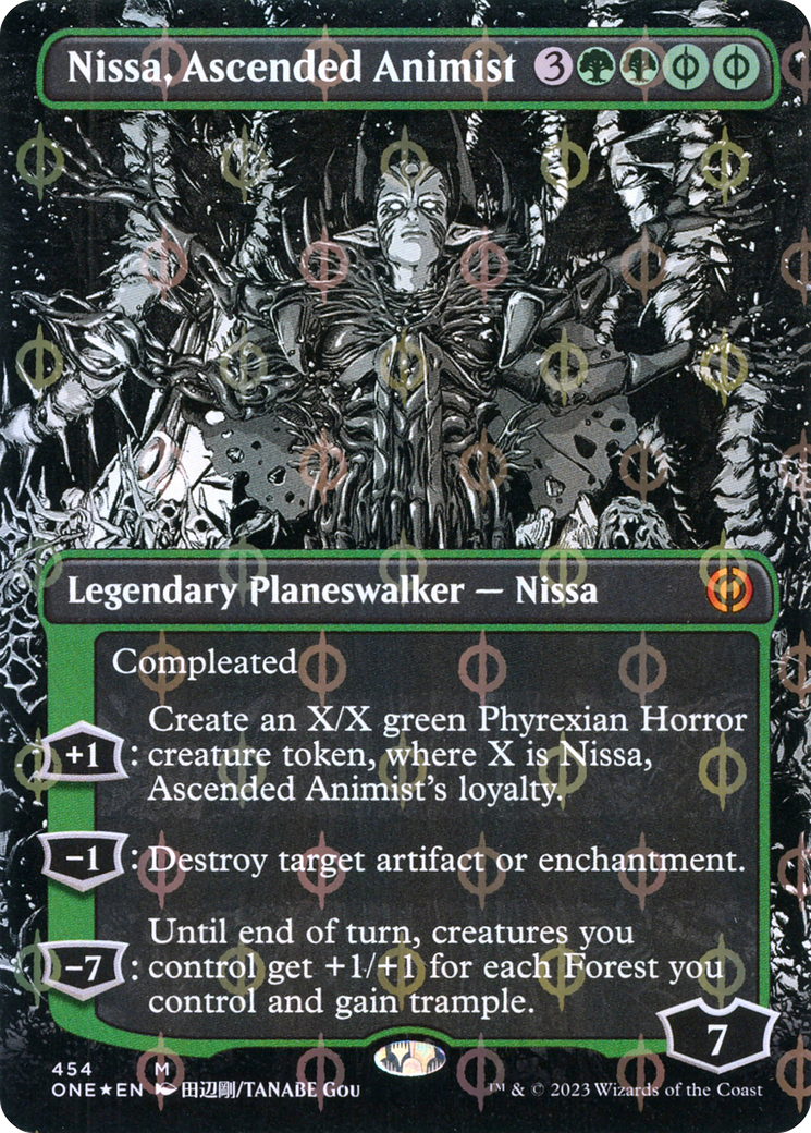 Nissa, Ascended Animist (Borderless Manga Step-and-Compleat Foil) [Phyrexia: All Will Be One] | Good Games North