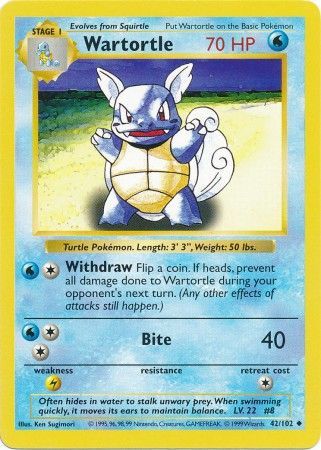 Wartortle (42/102) [Base Set Shadowless Unlimited] | Good Games North