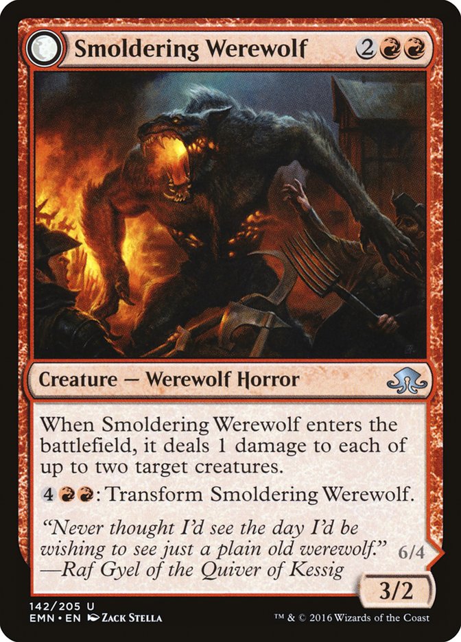 Smoldering Werewolf // Erupting Dreadwolf [Eldritch Moon] | Good Games North