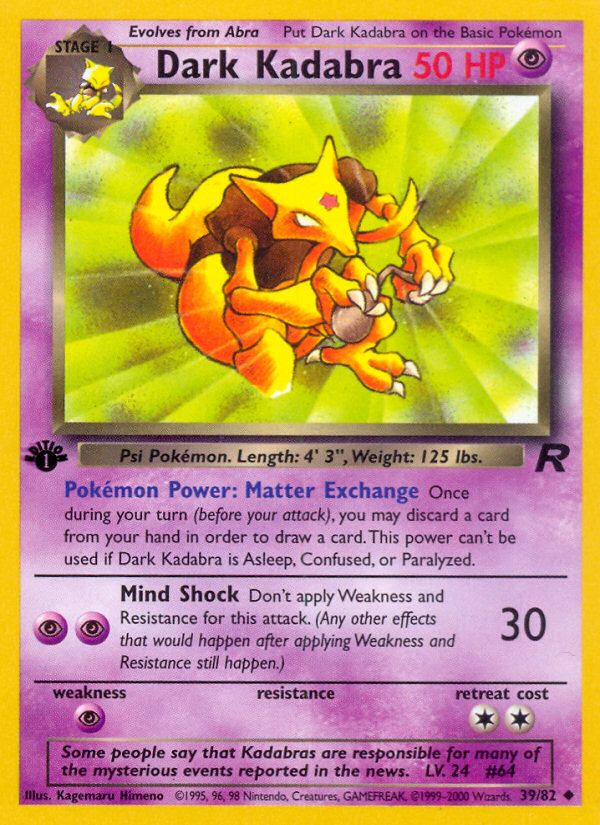 Dark Kadabra (39/82) [Team Rocket 1st Edition] | Good Games North