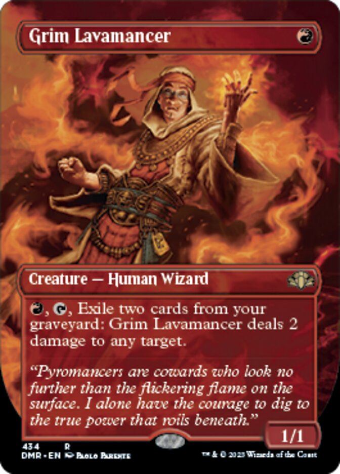 Grim Lavamancer (Borderless Alternate Art) [Dominaria Remastered] | Good Games North