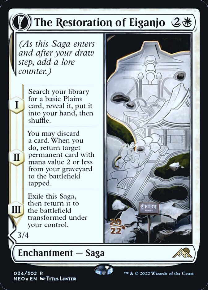 The Restoration of Eiganjo // Architect of Restoration [Kamigawa: Neon Dynasty Prerelease Promos] | Good Games North