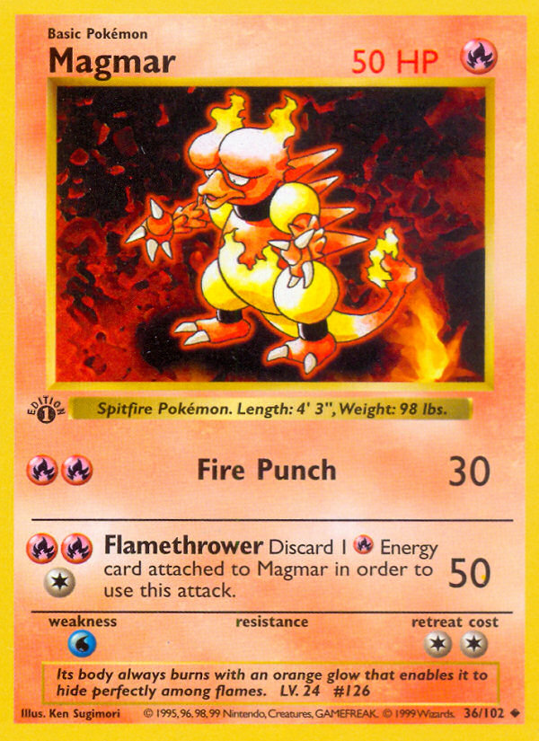 Magmar (36/102) (Shadowless) [Base Set 1st Edition] | Good Games North