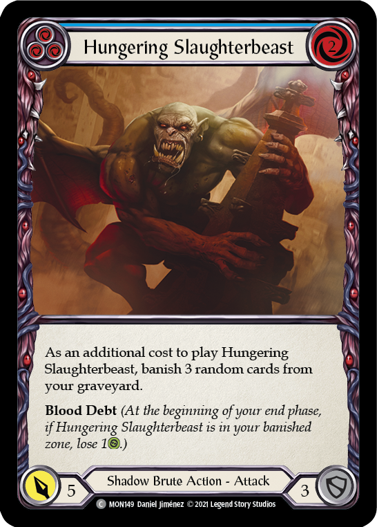 Hungering Slaughterbeast (Blue) [MON149] 1st Edition Normal | Good Games North