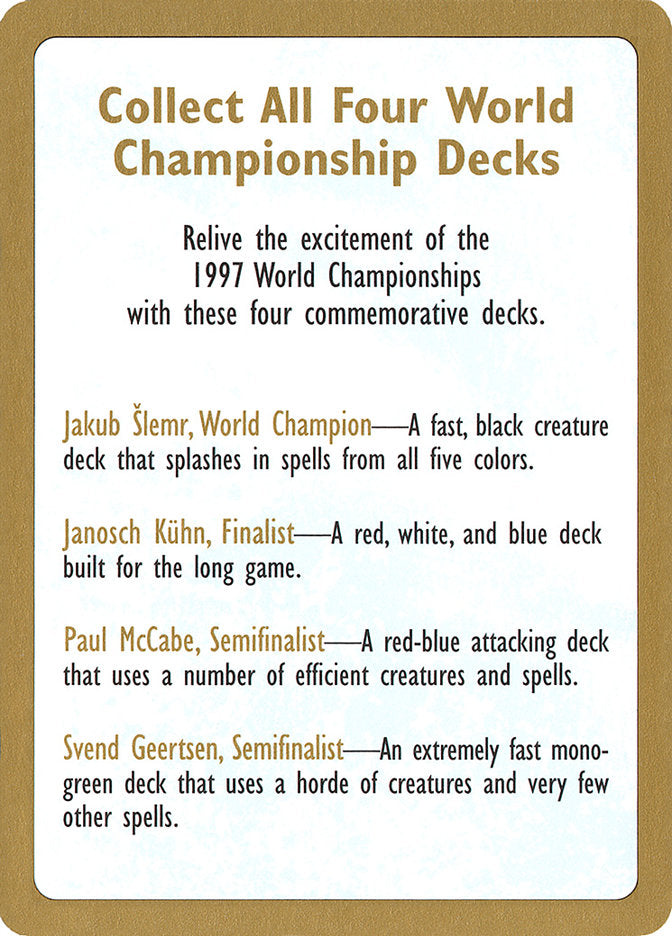 1997 World Championships Ad [World Championship Decks 1997] | Good Games North