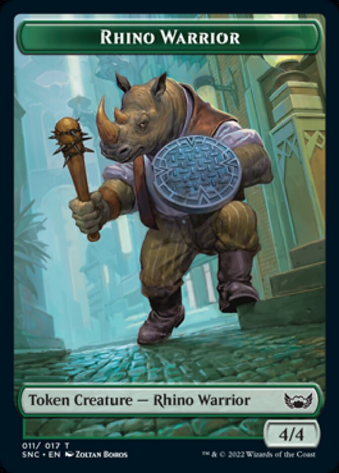 Fish // Rhino Warrior Double-sided Token [Streets of New Capenna Tokens] | Good Games North