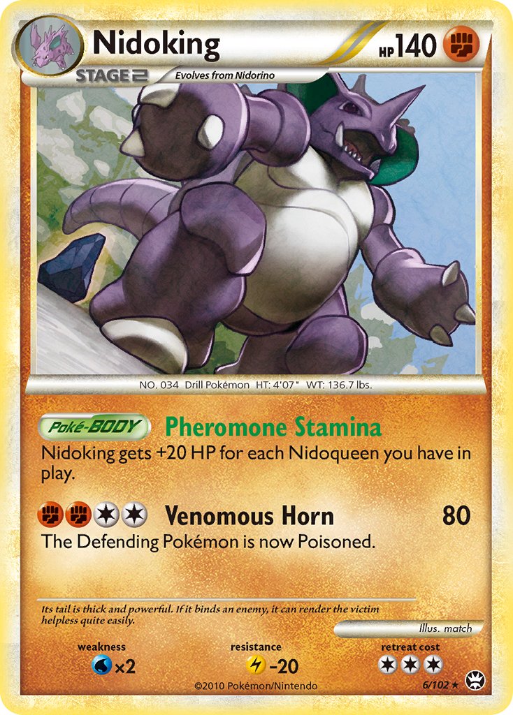 Nidoking (6/102) (Cracked Ice Holo) (Theme Deck Exclusive) [HeartGold & SoulSilver: Triumphant] | Good Games North