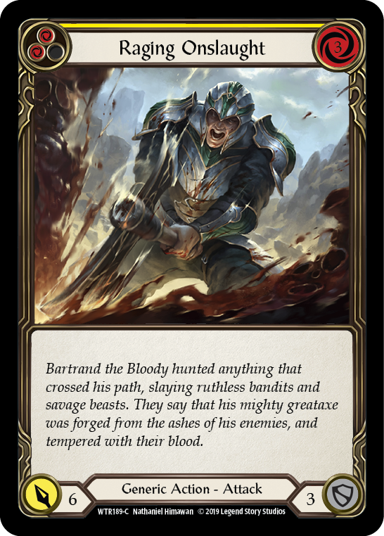 Raging Onslaught (Yellow) [WTR189-C] Alpha Print Rainbow Foil | Good Games North