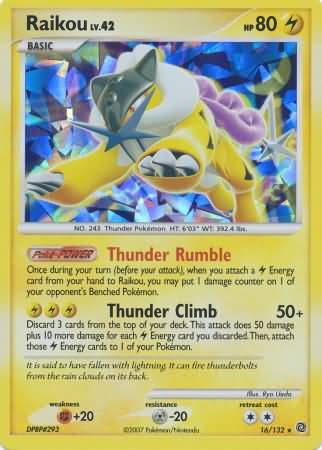 Raikou (16/132) (Cracked Ice Holo) [Diamond & Pearl: Secret Wonders] | Good Games North