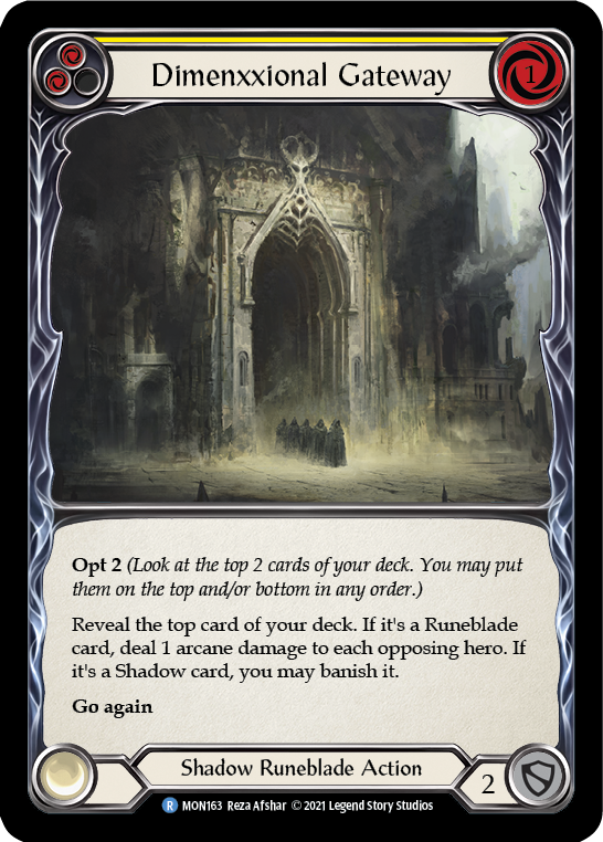 Dimenxxional Gateway (Yellow) [MON163-RF] 1st Edition Rainbow Foil | Good Games North