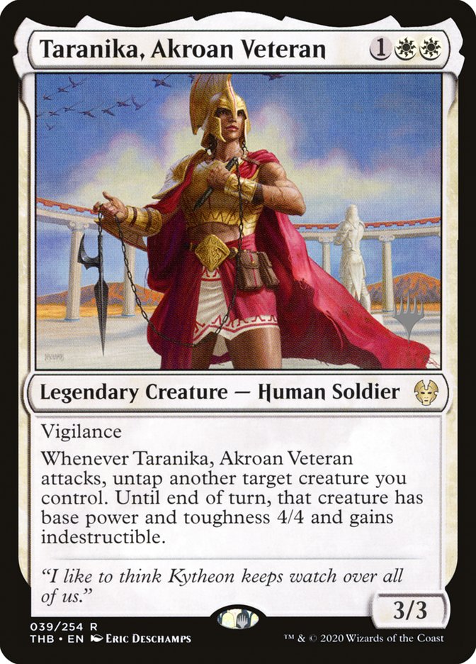 Taranika, Akroan Veteran (Promo Pack) [Theros Beyond Death Promos] | Good Games North