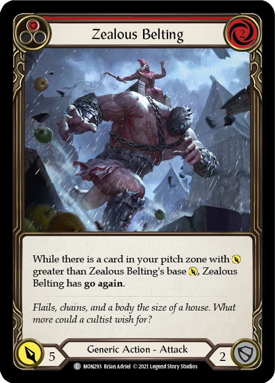 Zealous Belting (Red) [MON293-RF] 1st Edition Rainbow Foil | Good Games North