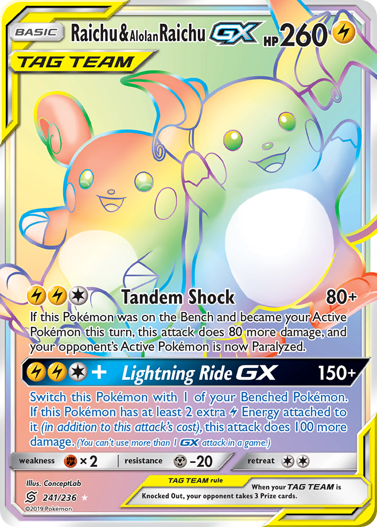 Raichu & Alolan Raichu GX (241/236) [Sun & Moon: Unified Minds] | Good Games North