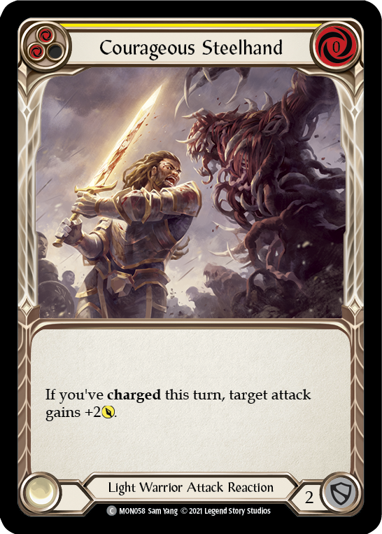 Courageous Steelhand (Yellow) [MON058-RF] 1st Edition Rainbow Foil | Good Games North