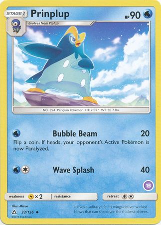Prinplup (33/156) (Deck Exclusive #13) [Sun & Moon: Trainer Kit - Alolan Sandslash] | Good Games North
