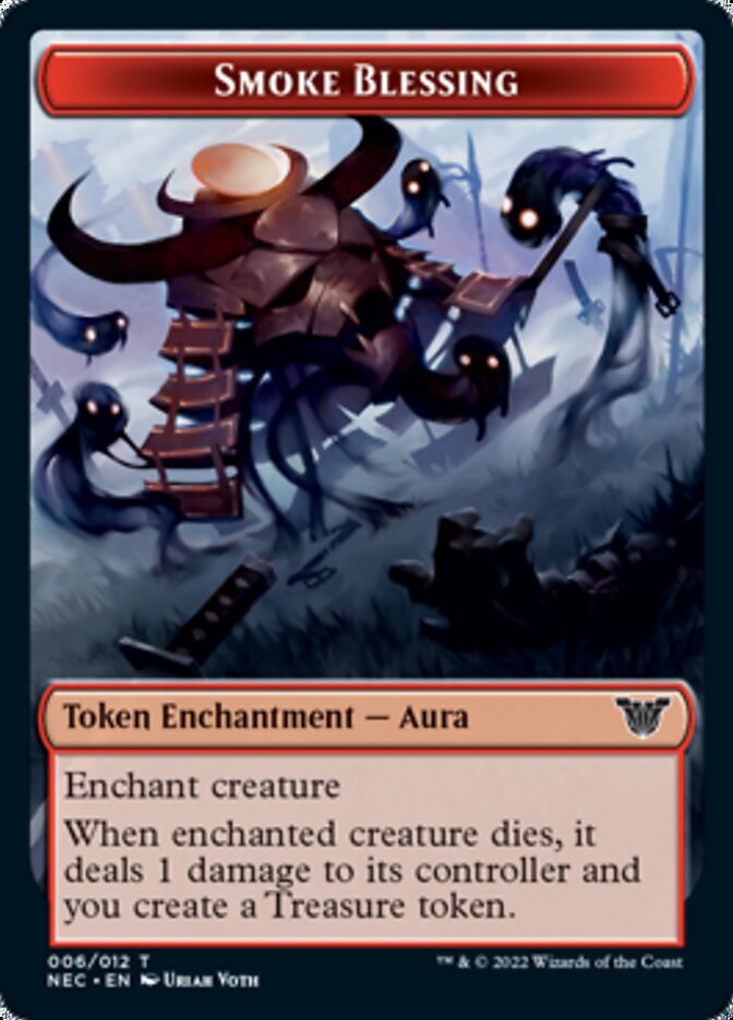 Smoke Blessing // Treasure Double-sided Token [Kamigawa: Neon Dynasty Commander Tokens] | Good Games North
