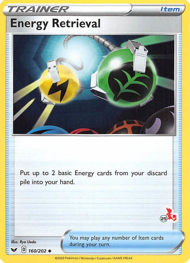 Energy Retrieval (160/202) (Cinderace Stamp #25) [Battle Academy 2022] | Good Games North