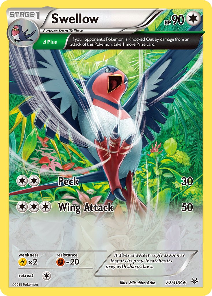 Swellow (72/108) (Theme Deck Exclusive) [XY: Roaring Skies] | Good Games North