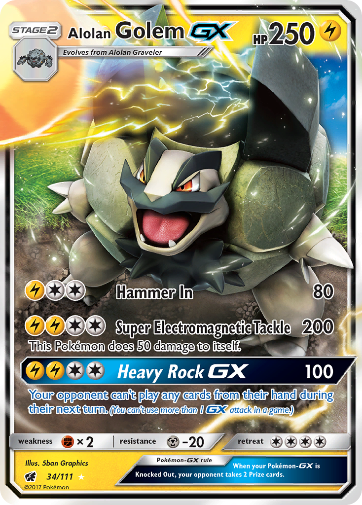 Alolan Golem GX (34/111) [Sun & Moon: Crimson Invasion] | Good Games North
