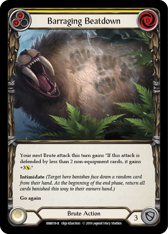 Barraging Beatdown (Yellow) [RNR018-R] (Rhinar Hero Deck)  1st Edition Normal | Good Games North