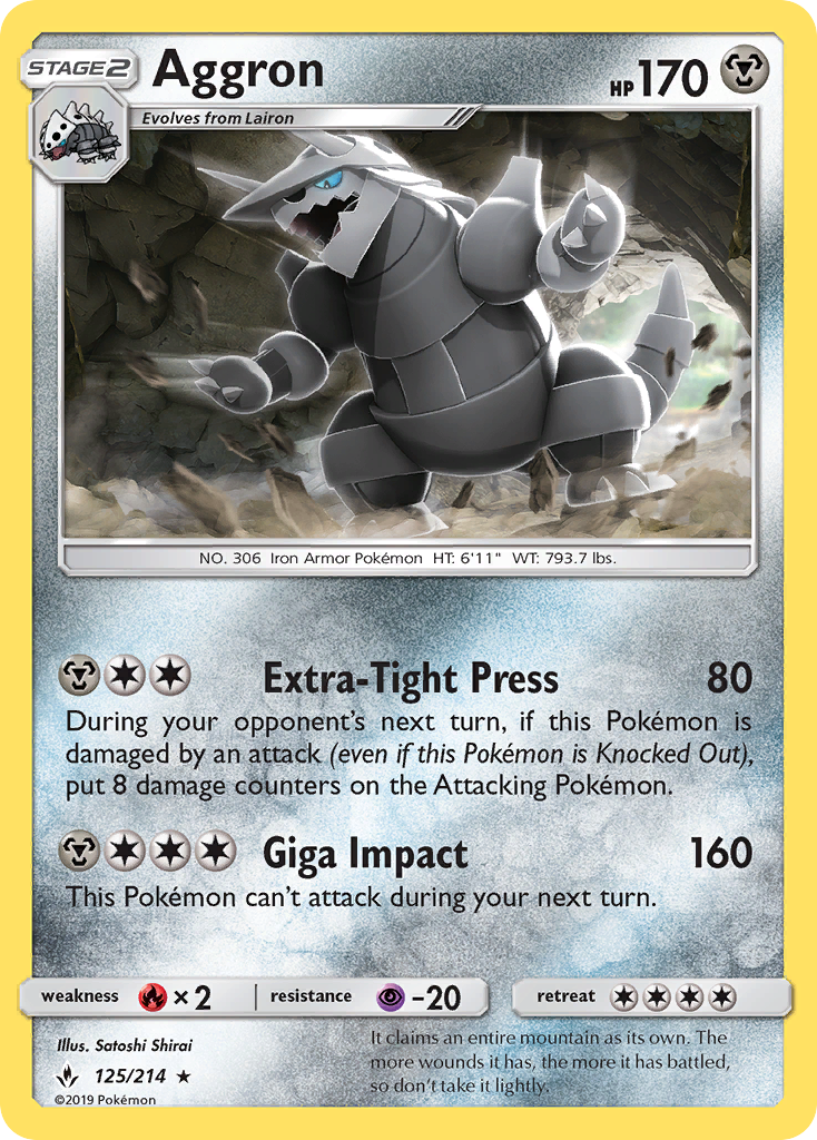 Aggron (125/214) [Sun & Moon: Unbroken Bonds] | Good Games North