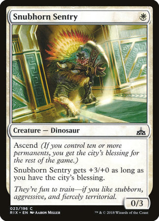 Snubhorn Sentry [Rivals of Ixalan] | Good Games North
