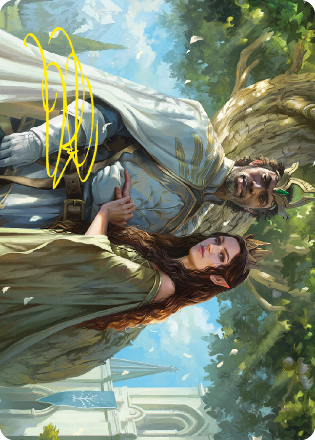 Aragorn and Arwen, Wed Art Card (Gold-Stamped Signature) [The Lord of the Rings: Tales of Middle-earth Art Series] | Good Games North