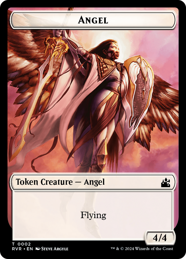 Elf Knight // Angel (0002) Double-Sided Token [Ravnica Remastered Tokens] | Good Games North