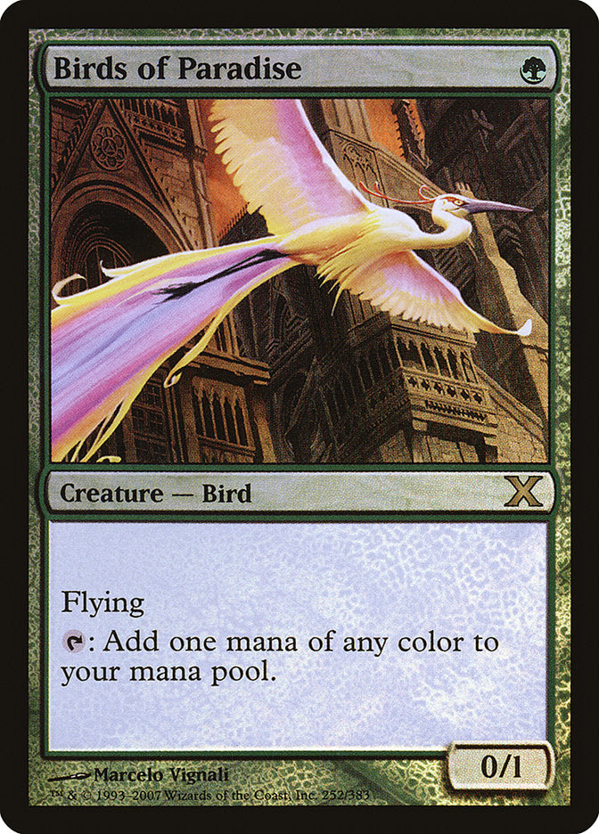 Birds of Paradise (Premium Foil) [Tenth Edition] | Good Games North