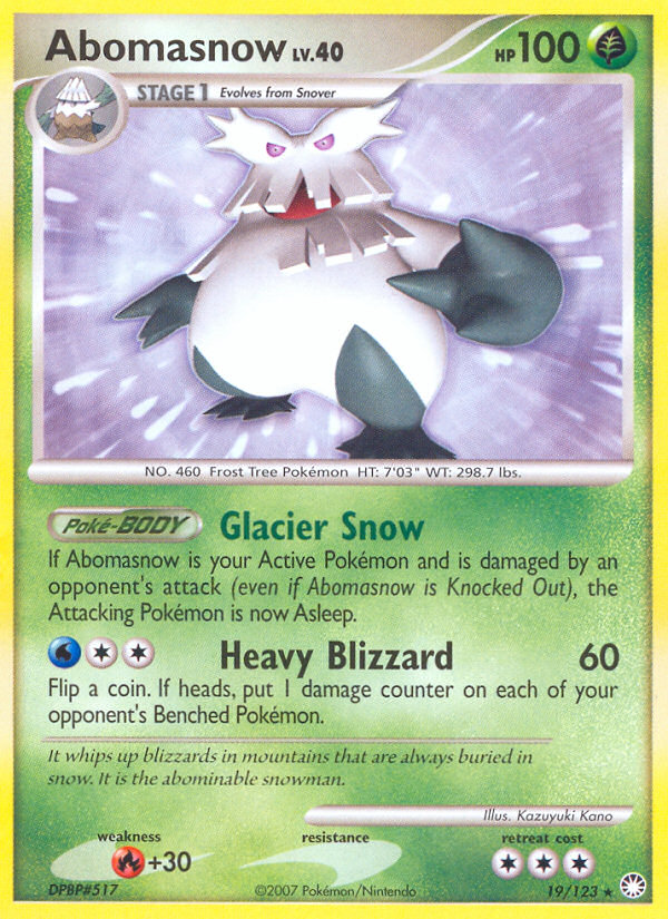 Abomasnow (19/123) [Diamond & Pearl: Mysterious Treasures] | Good Games North