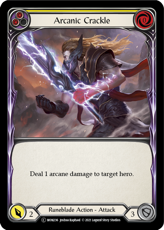 Arcanic Crackle (Yellow) [U-MON236-RF] Unlimited Rainbow Foil | Good Games North