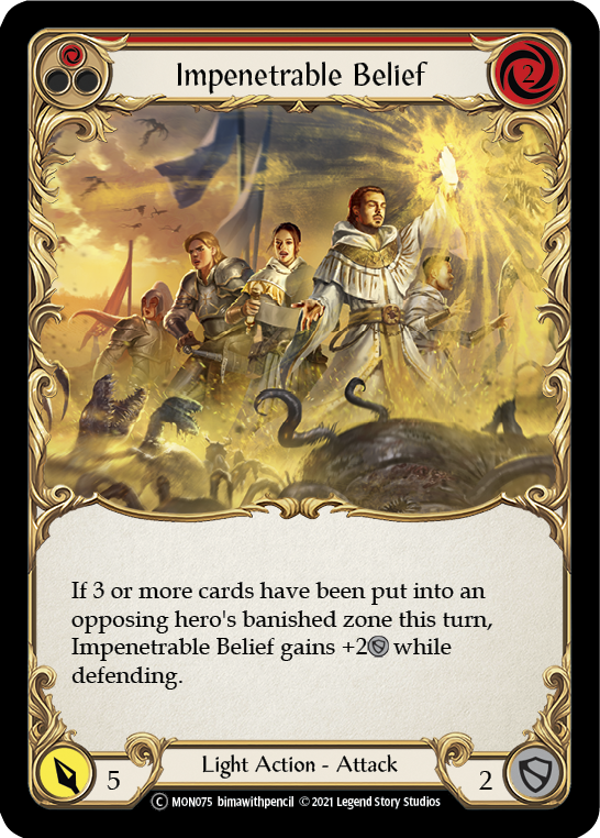 Impenetrable Belief (Red) [U-MON075-RF] Unlimited Rainbow Foil | Good Games North