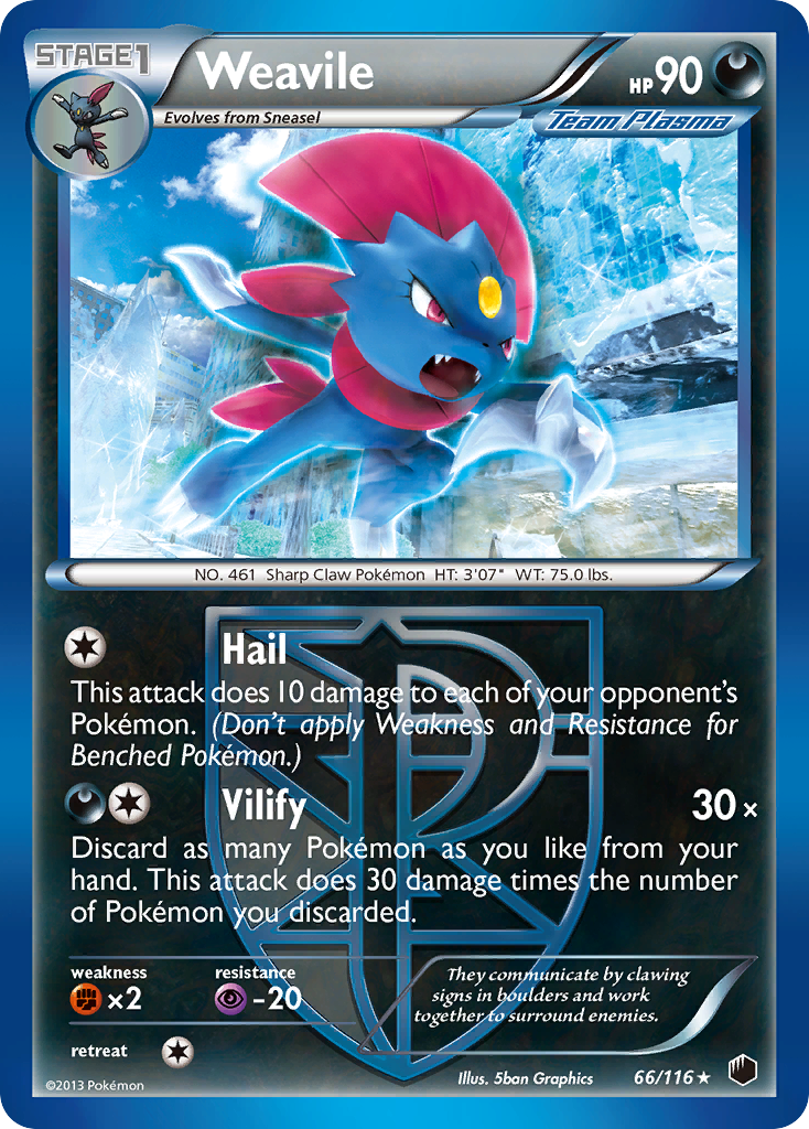 Weavile (66/116) [Black & White: Plasma Freeze] | Good Games North