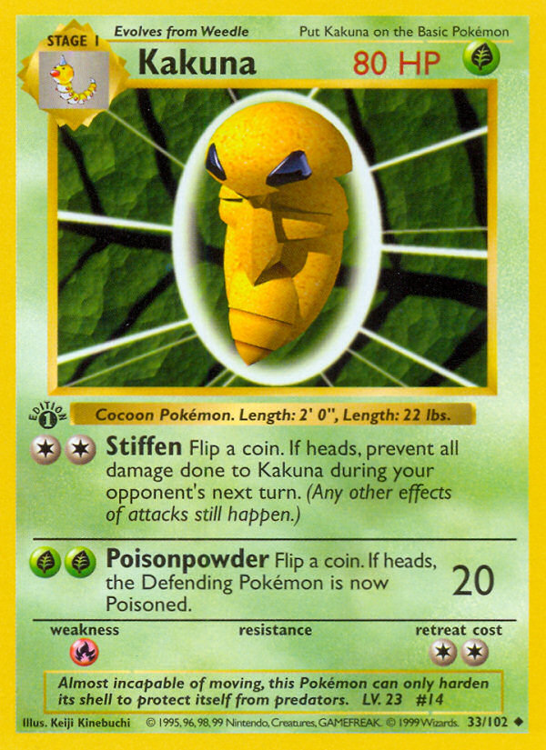 Kakuna (33/102) (Shadowless) [Base Set 1st Edition] | Good Games North
