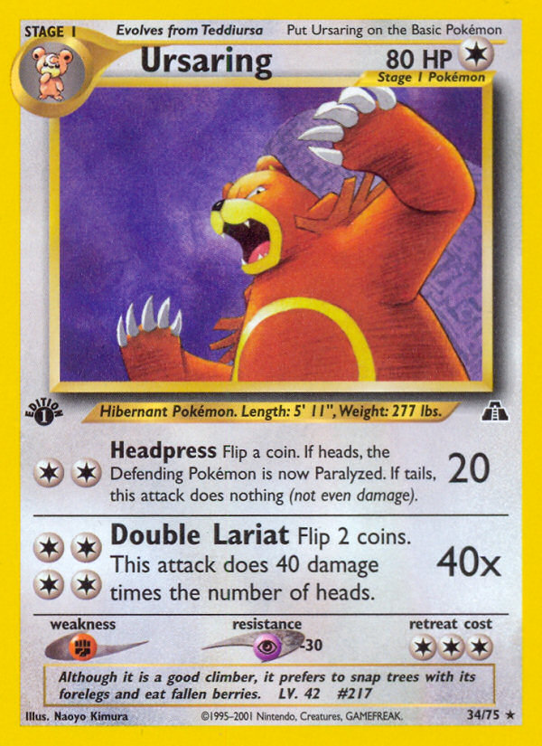 Ursaring (34/75) [Neo Discovery 1st Edition] | Good Games North