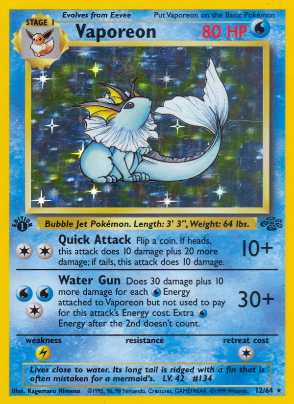Vaporeon (12/64) [Jungle 1st Edition] | Good Games North
