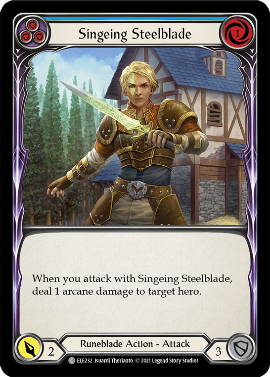 Singeing Steelblade (Blue) [ELE232] (Tales of Aria)  1st Edition Rainbow Foil | Good Games North