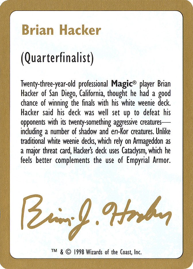 Brian Hacker Bio [World Championship Decks 1998] | Good Games North